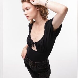 NWOT Topshop Waffle Knit Cutout Bodysuit